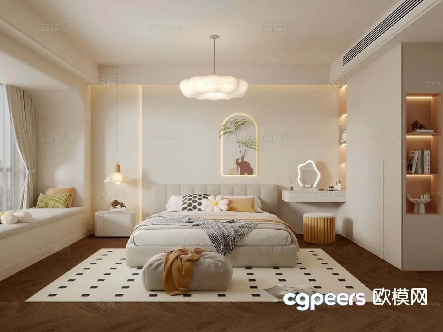 Cream style bedroom master bedroom 3d model