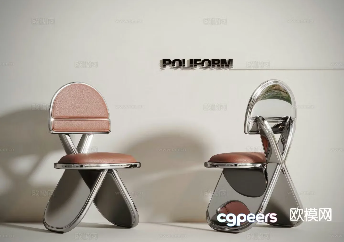 Italian metal single chair dining chair 3d model