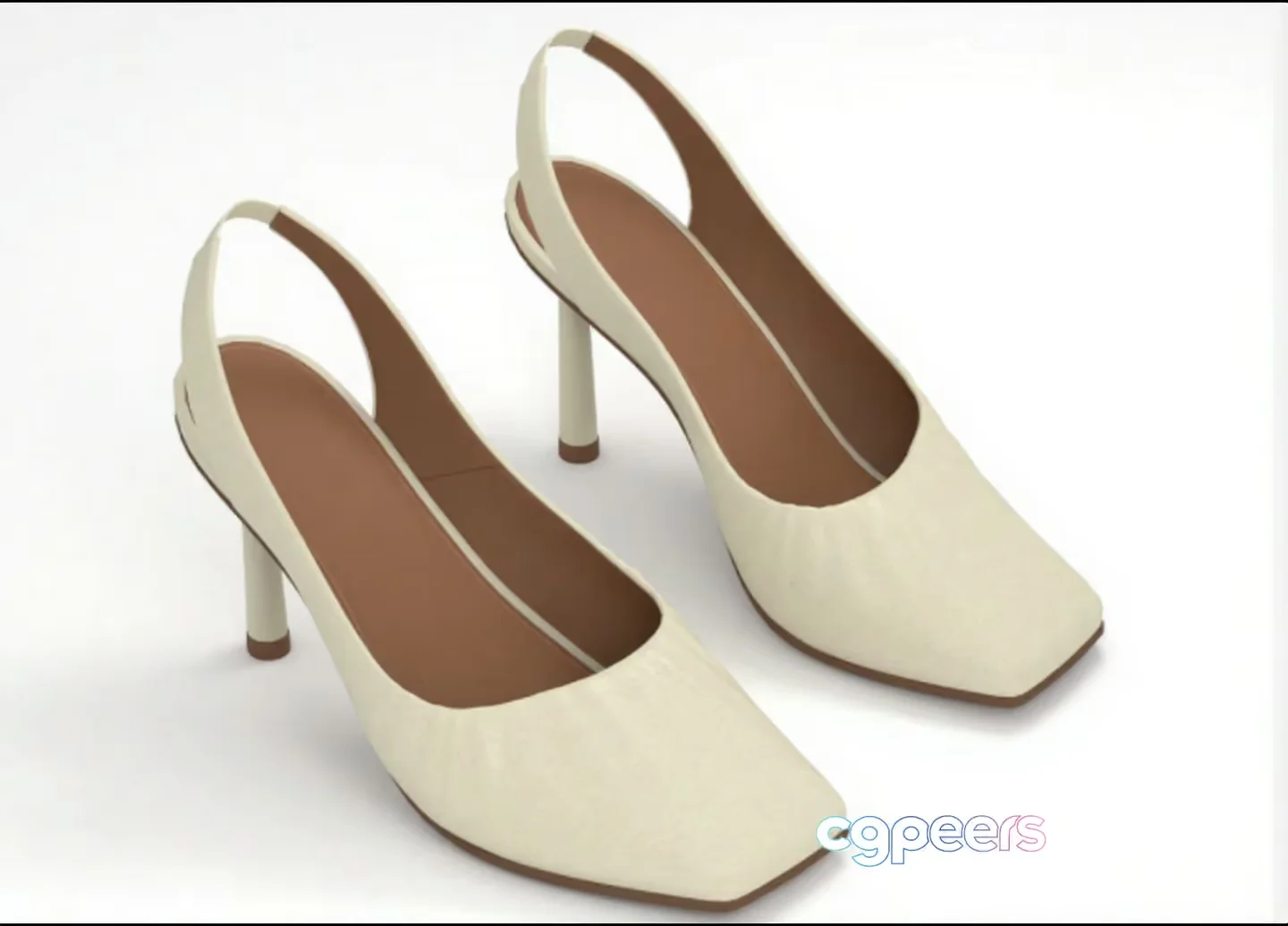 White Slingback Heels 3D Model – 15411 – VRAY Render