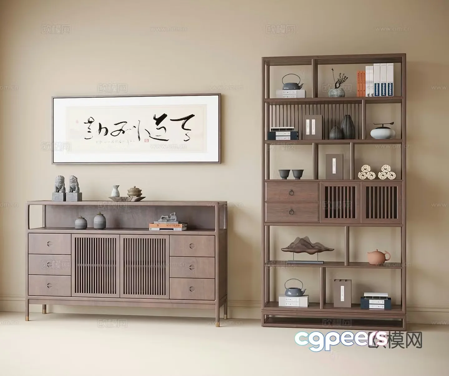 Chinese style Bogu rack display rack 3D model