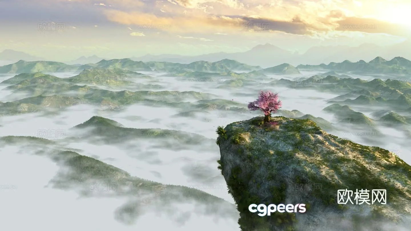 Modern cliff cloud sea landscape 3d model