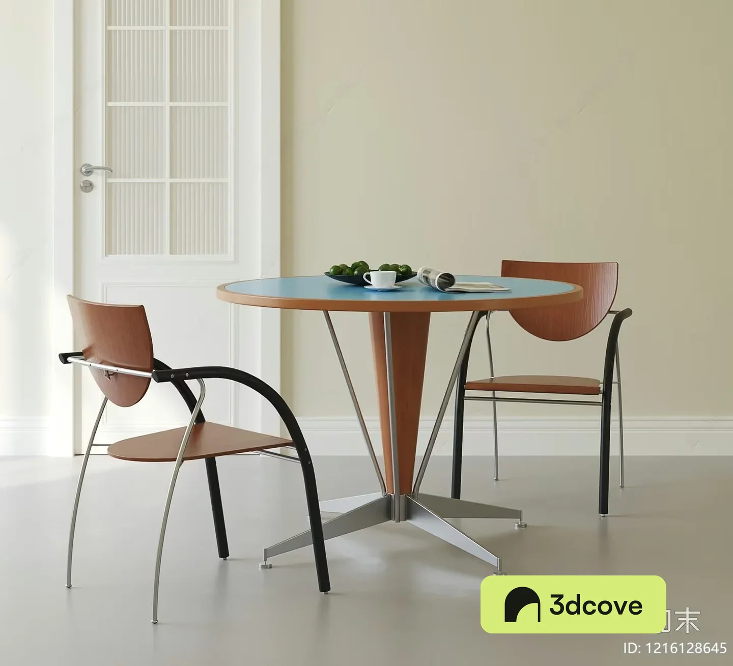A Round Table And Two Chairs