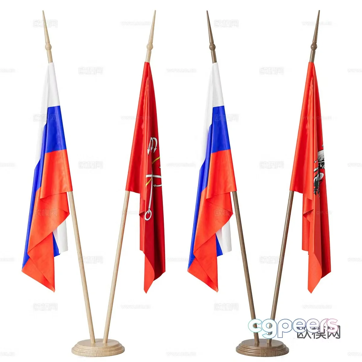 Flag Russian flag ornament 3d model