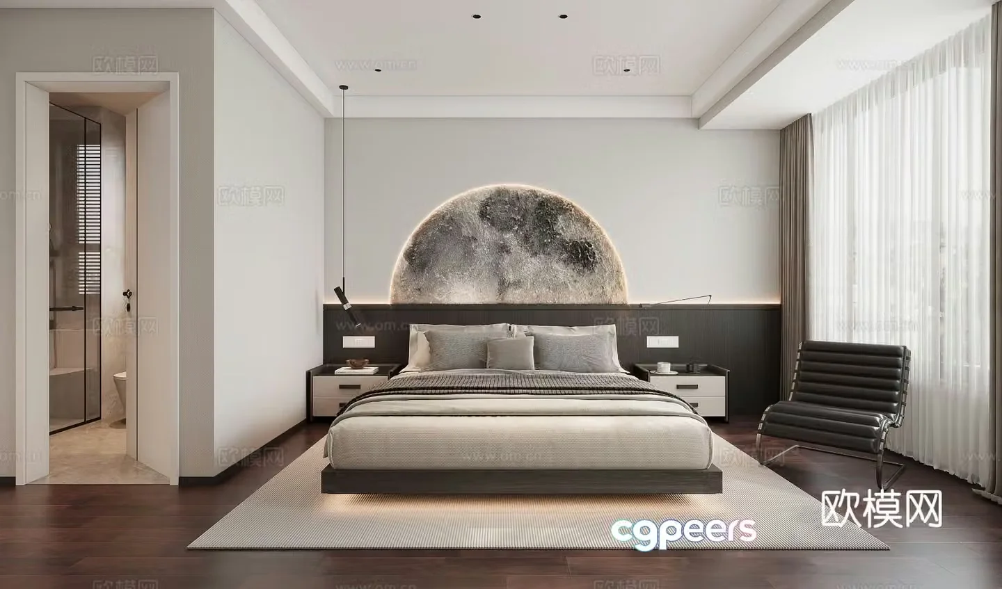 Modern bedroom master bedroom 3d model