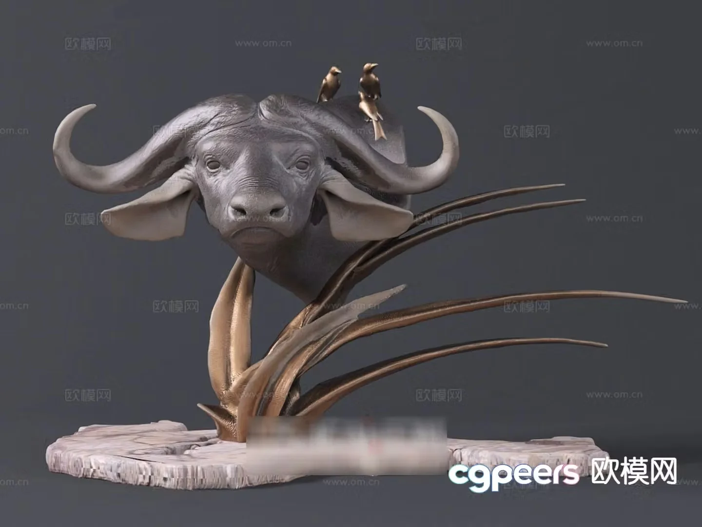 Bull head ornament sculpture 3d model