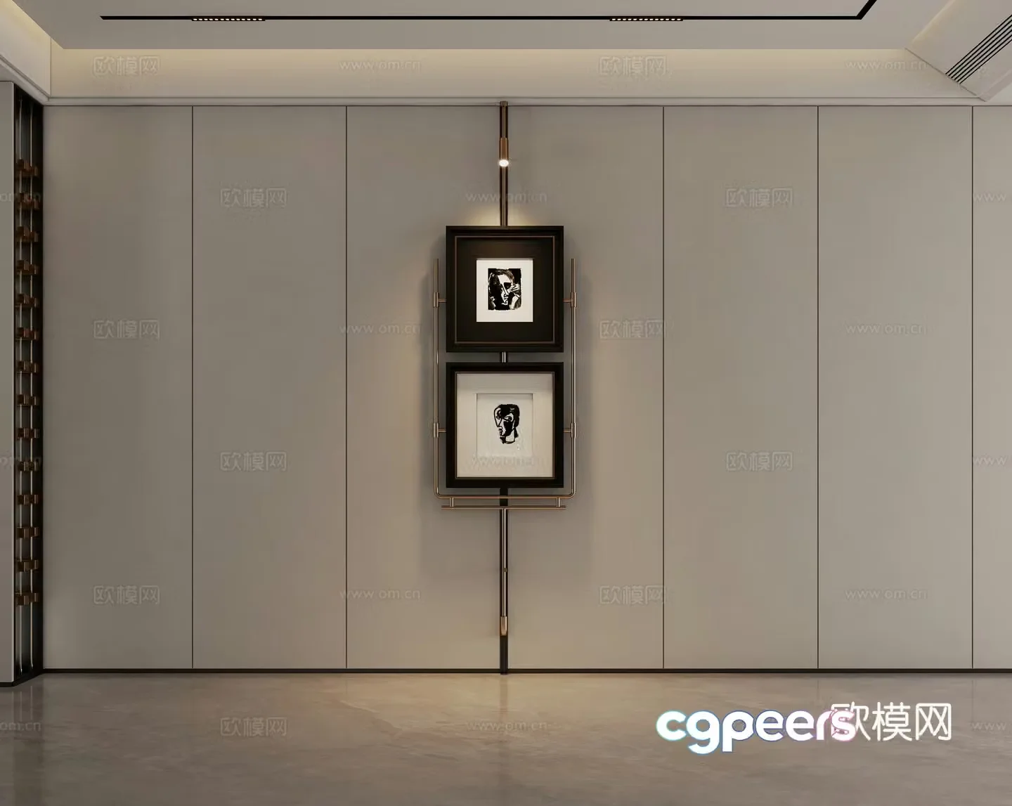 Light luxury metal track hanging painting 3d model