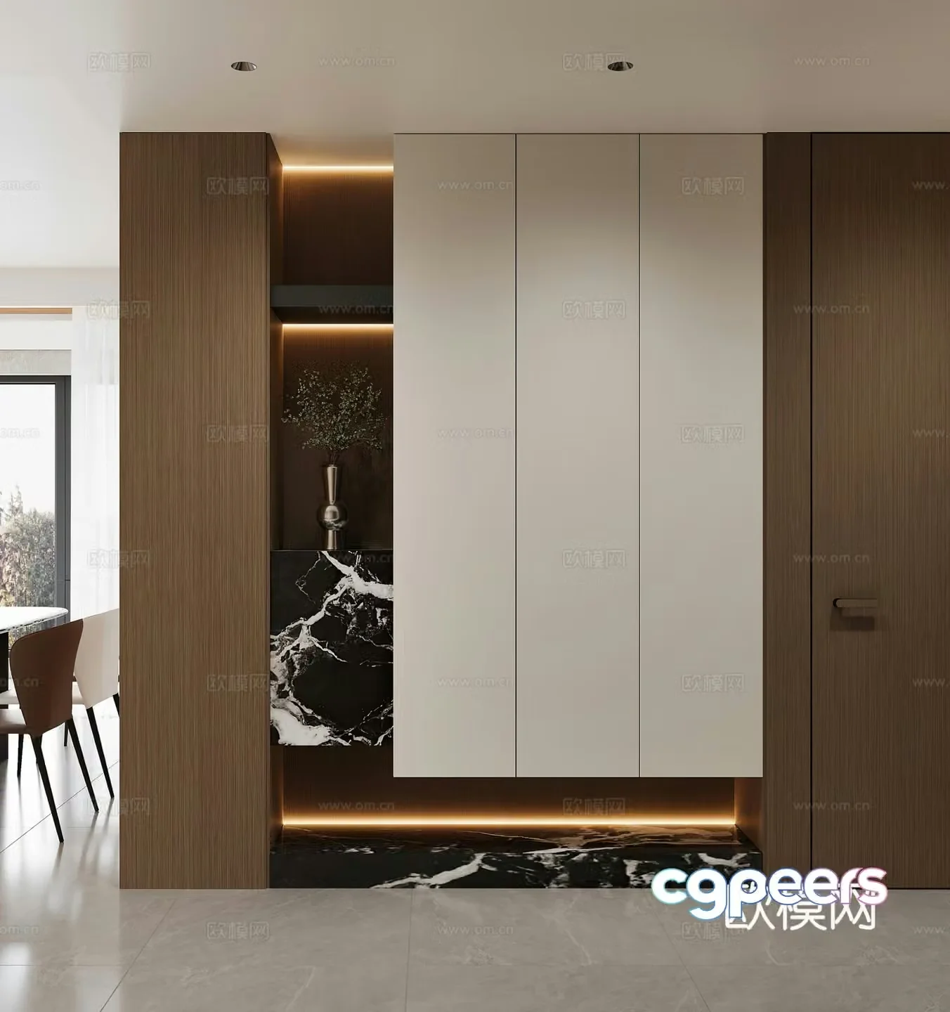 Modern porch porch cabinet shoe cabinet view wall decorative wall decorative cabinet aisle entrance 3D model