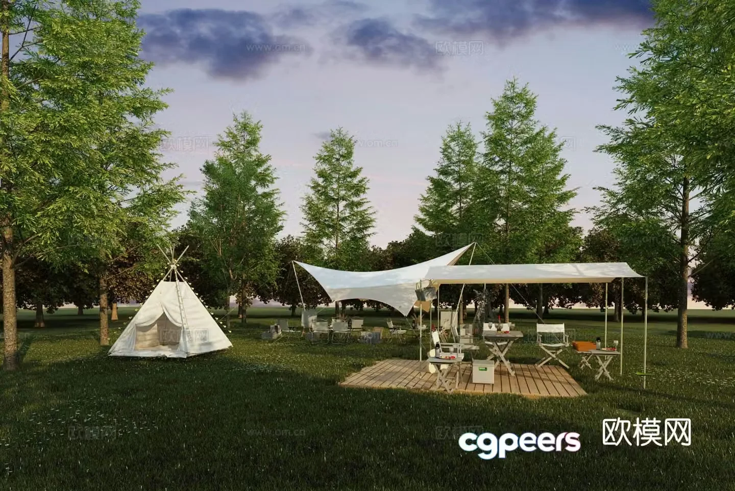 Modern campsite 3d model
