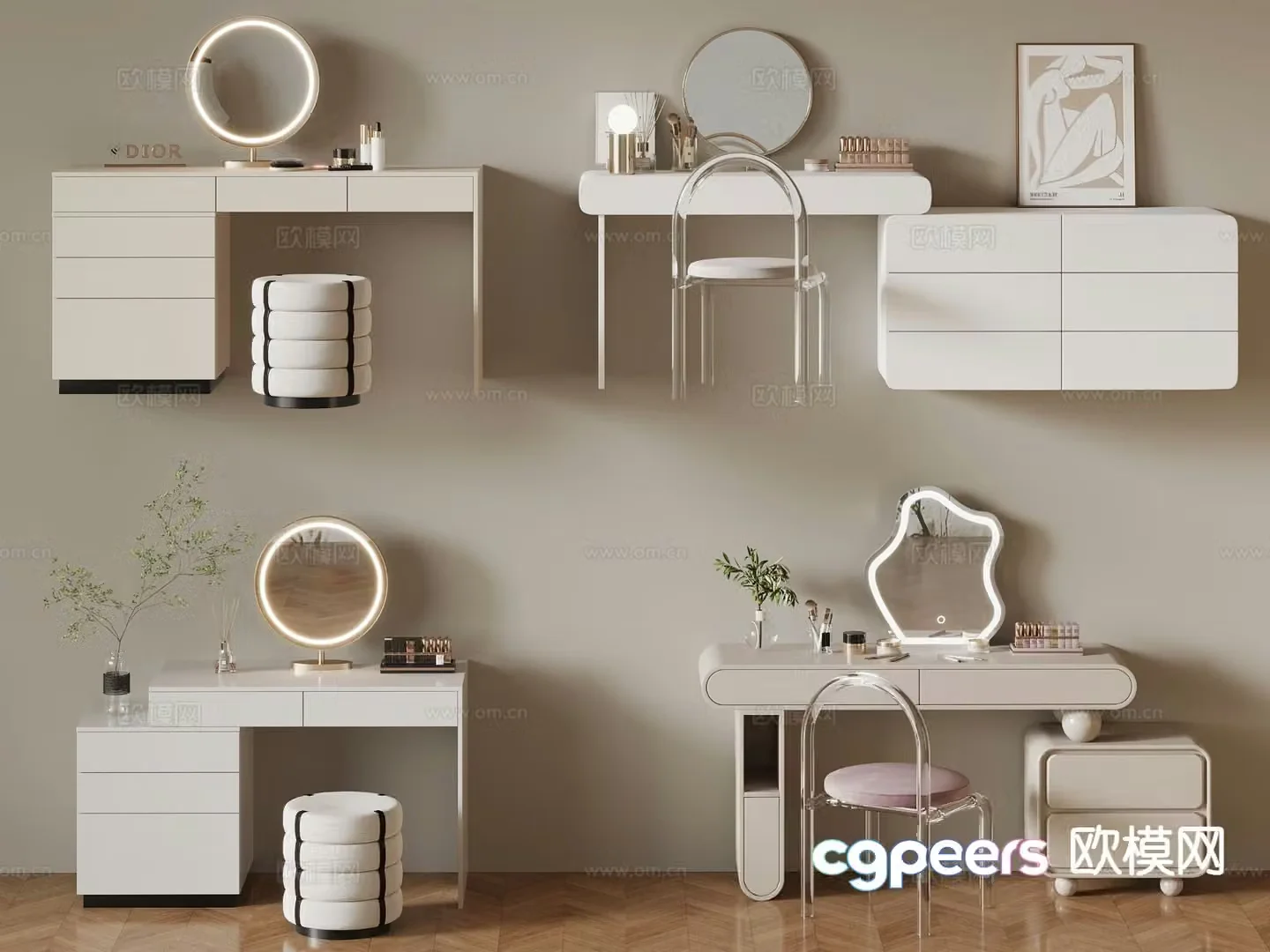Cream style dresser 3d model