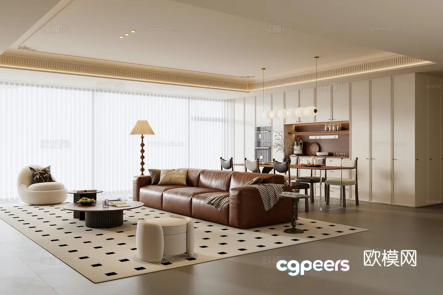 3D model of medieval style living room restaurant
