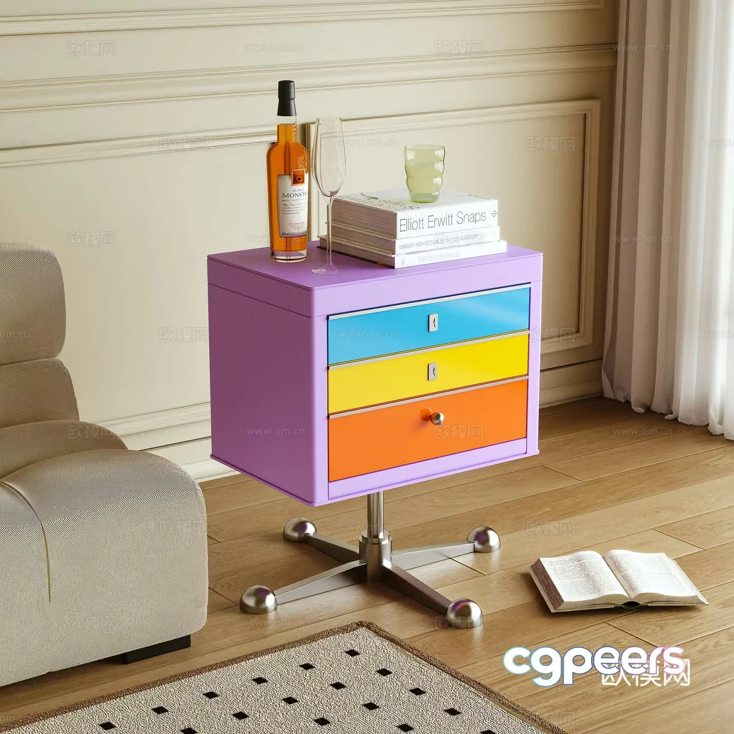Bedside table Side cabinet Dopamine 3D model