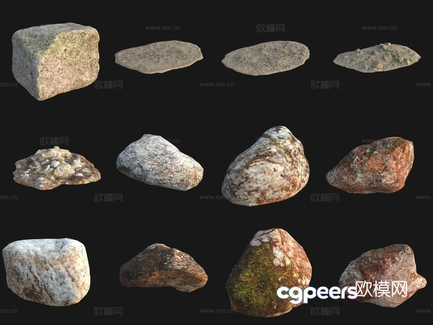 Moss Rock Big Stone Boulder 3D Model