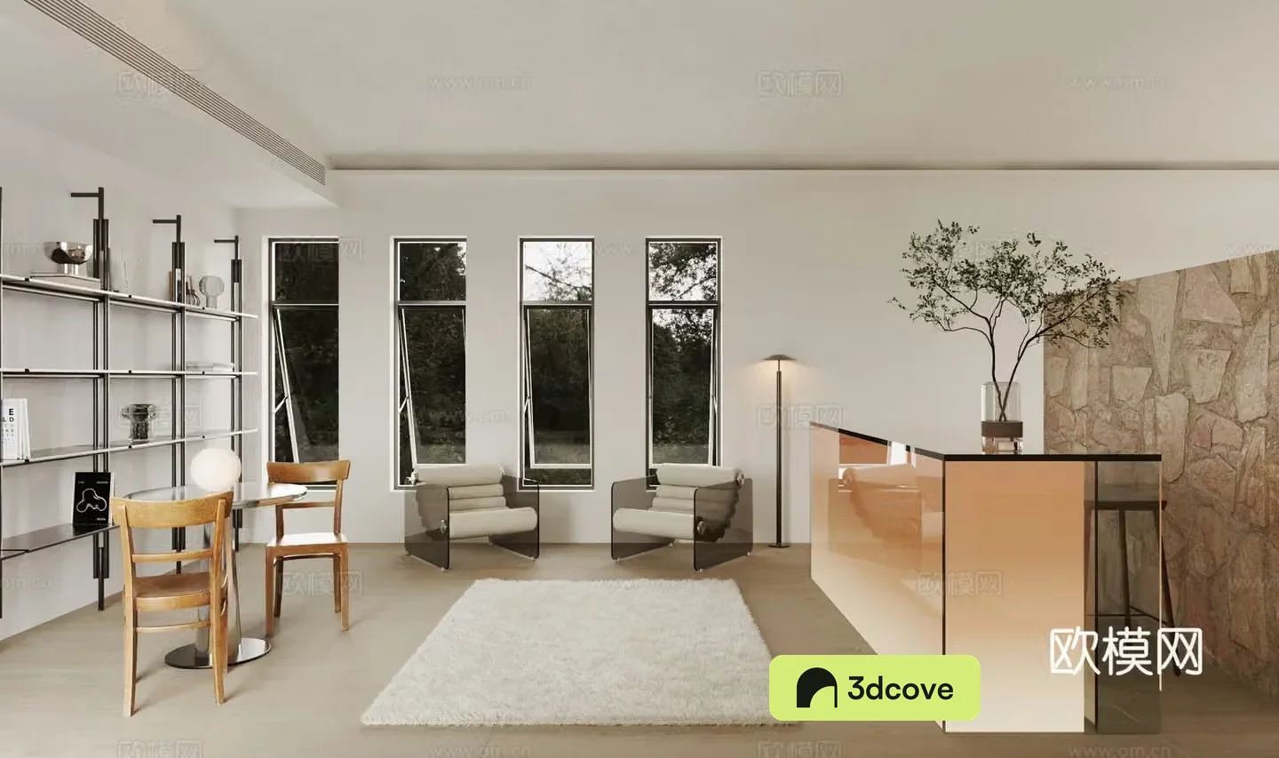 Modern living and dining room
