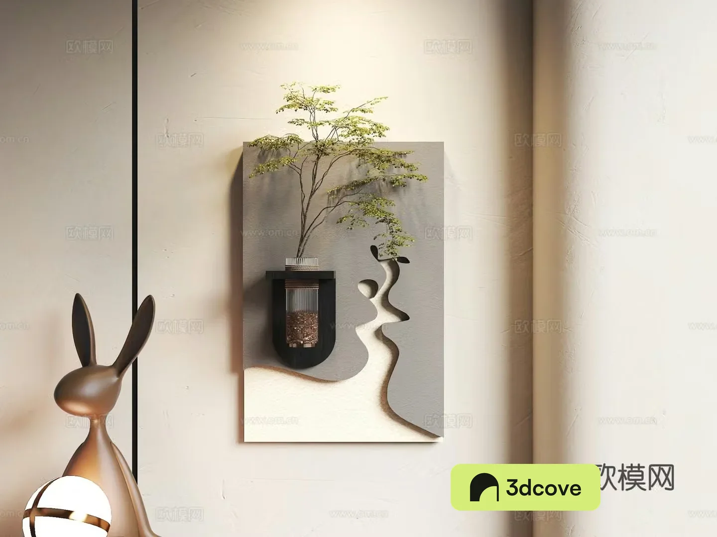 Wasabi modern pendant Wasabi wall decoration three-dimensional decorative painting cream style three-dimensional wall decoration simple 3D model