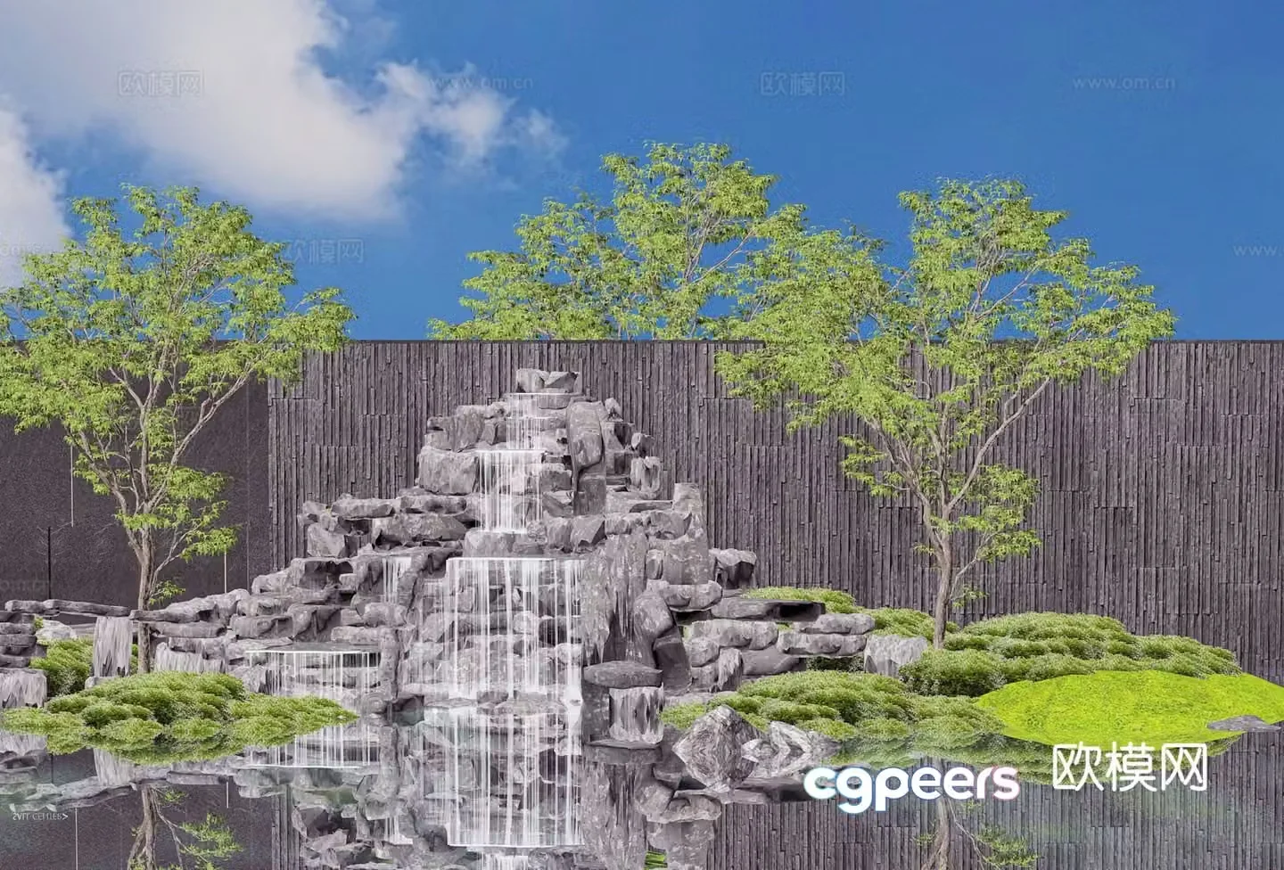 New Chinese style rockery waterscape 3D model