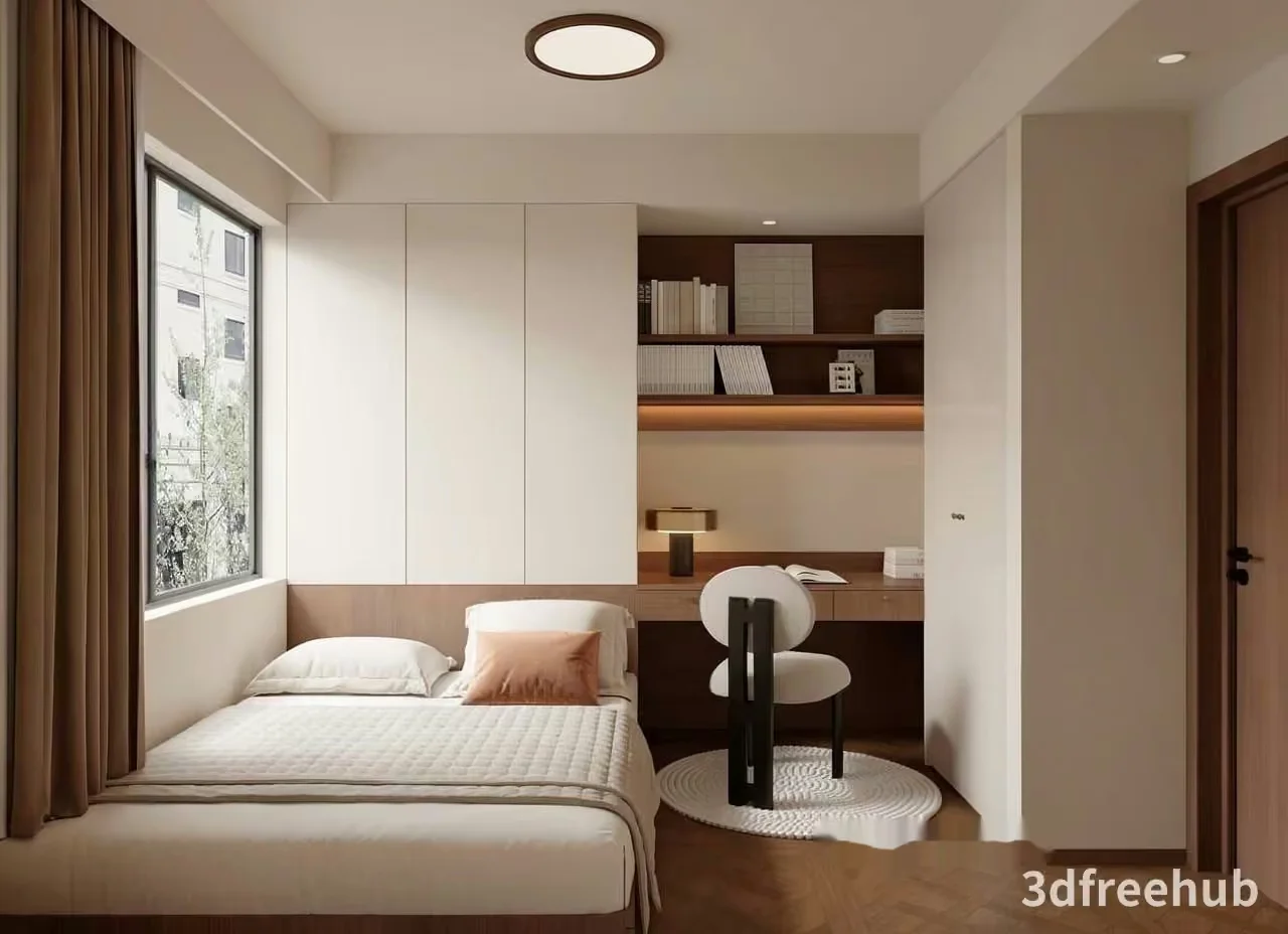 A Small Modern Bedroom 3D Model – 21548 – VRAY Render