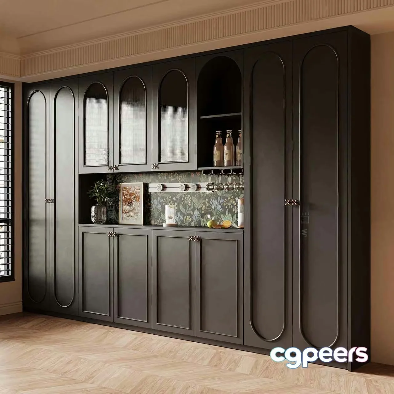Dark Gray Cabinet 3D Model – 9727 – VRAY Render
