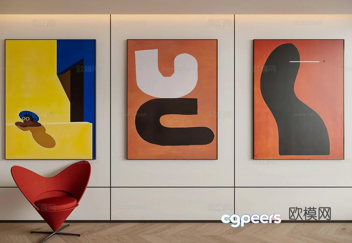 Modern minimalist decorative painting 3d model