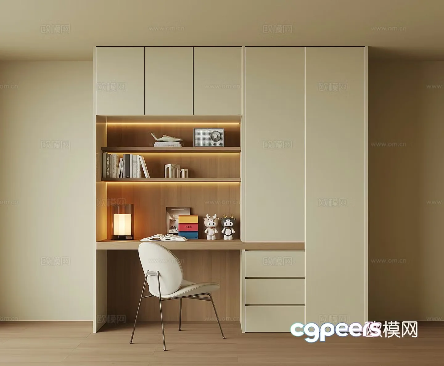Modern desk integrated cabinet 3d model