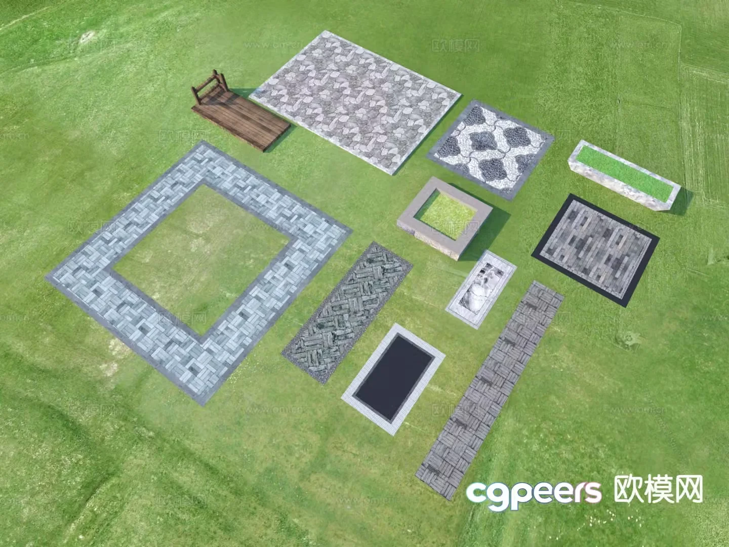 Landscape Garden Road Park Tingbu 3D model