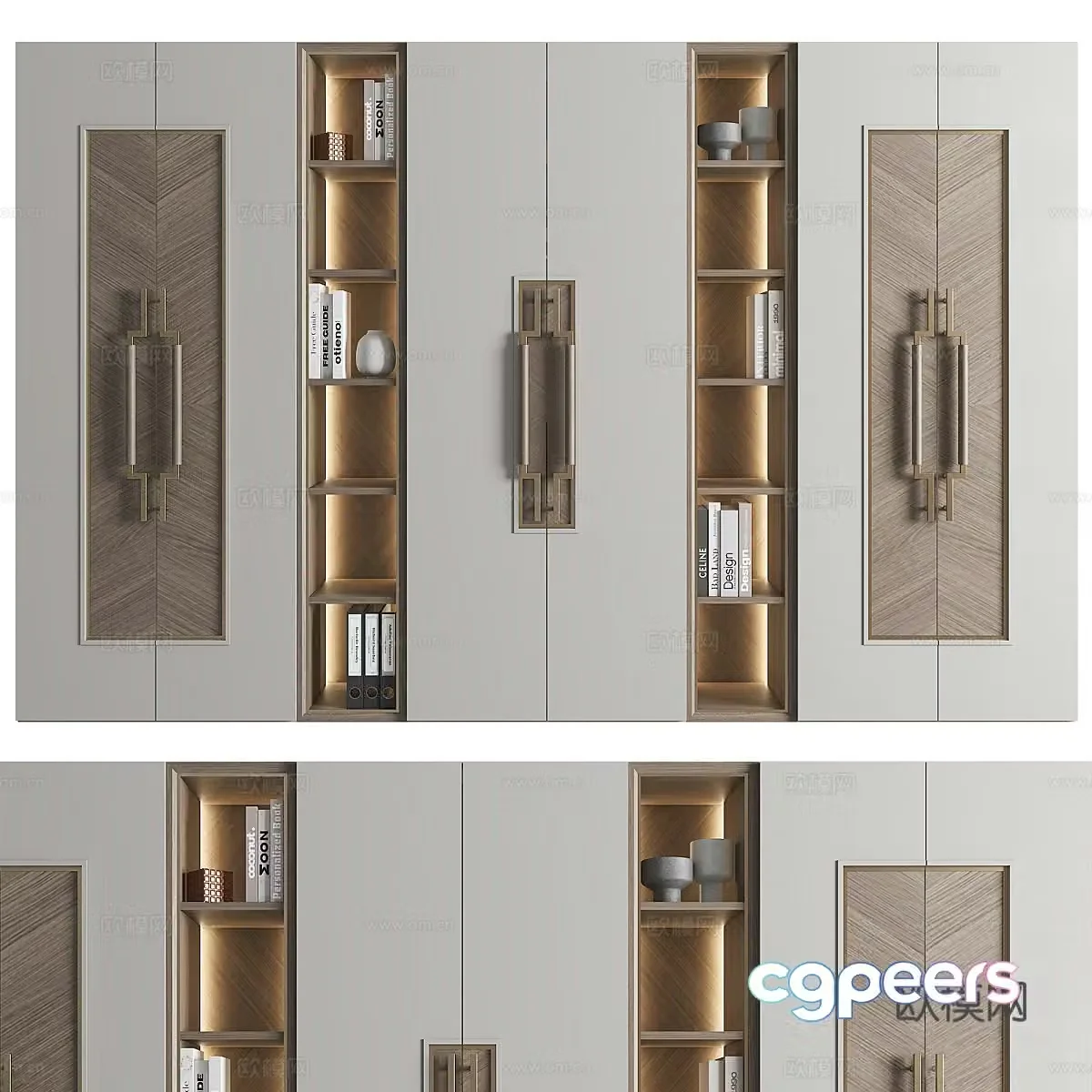 New Chinese style light luxury wardrobe 3D model