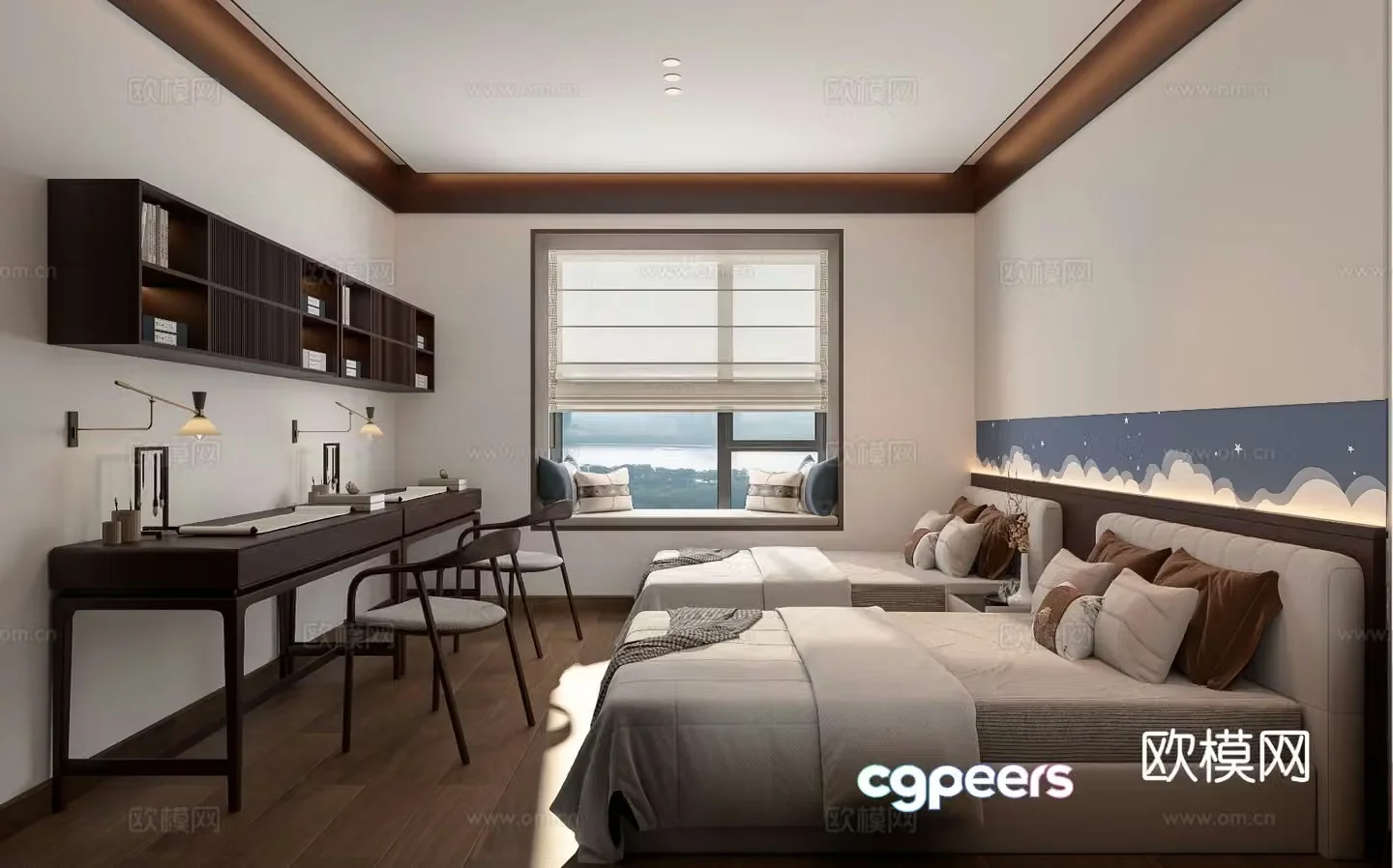 New Chinese style children’s room kid’s room boy’s room 3D model