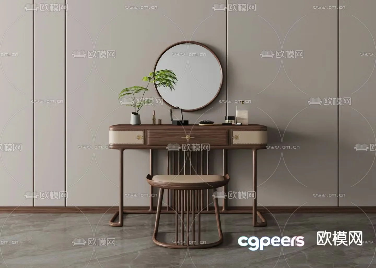 New Chinese style dressing table dressing table 3d model