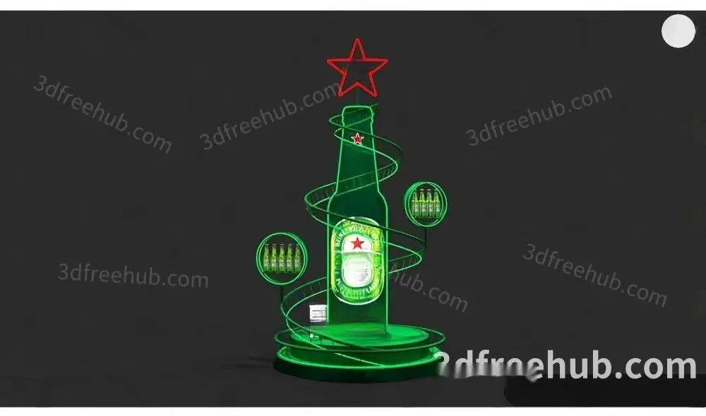 A Bottle Of Heineken Beer With A Red Star On Top 3D Model – 22941 – VRAY Render
