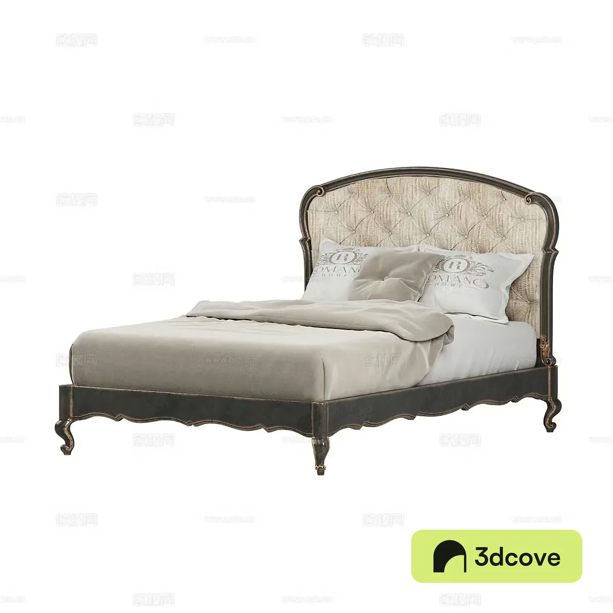 American simple double bed retro old bed