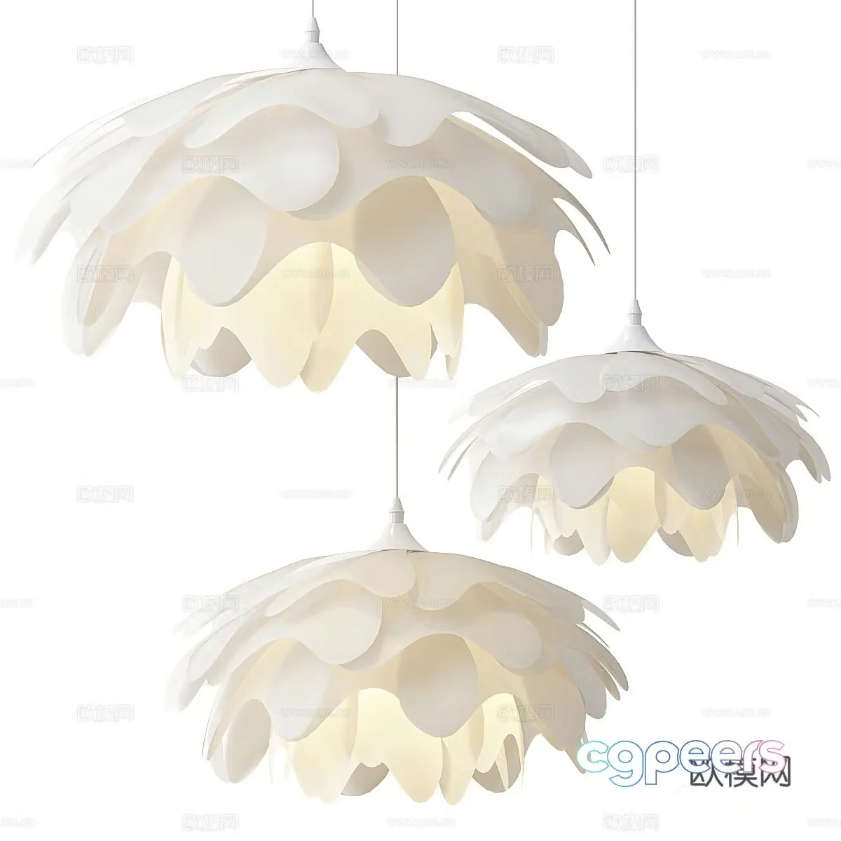 New Chinese style flower-shaped decorative chandelier 3D model