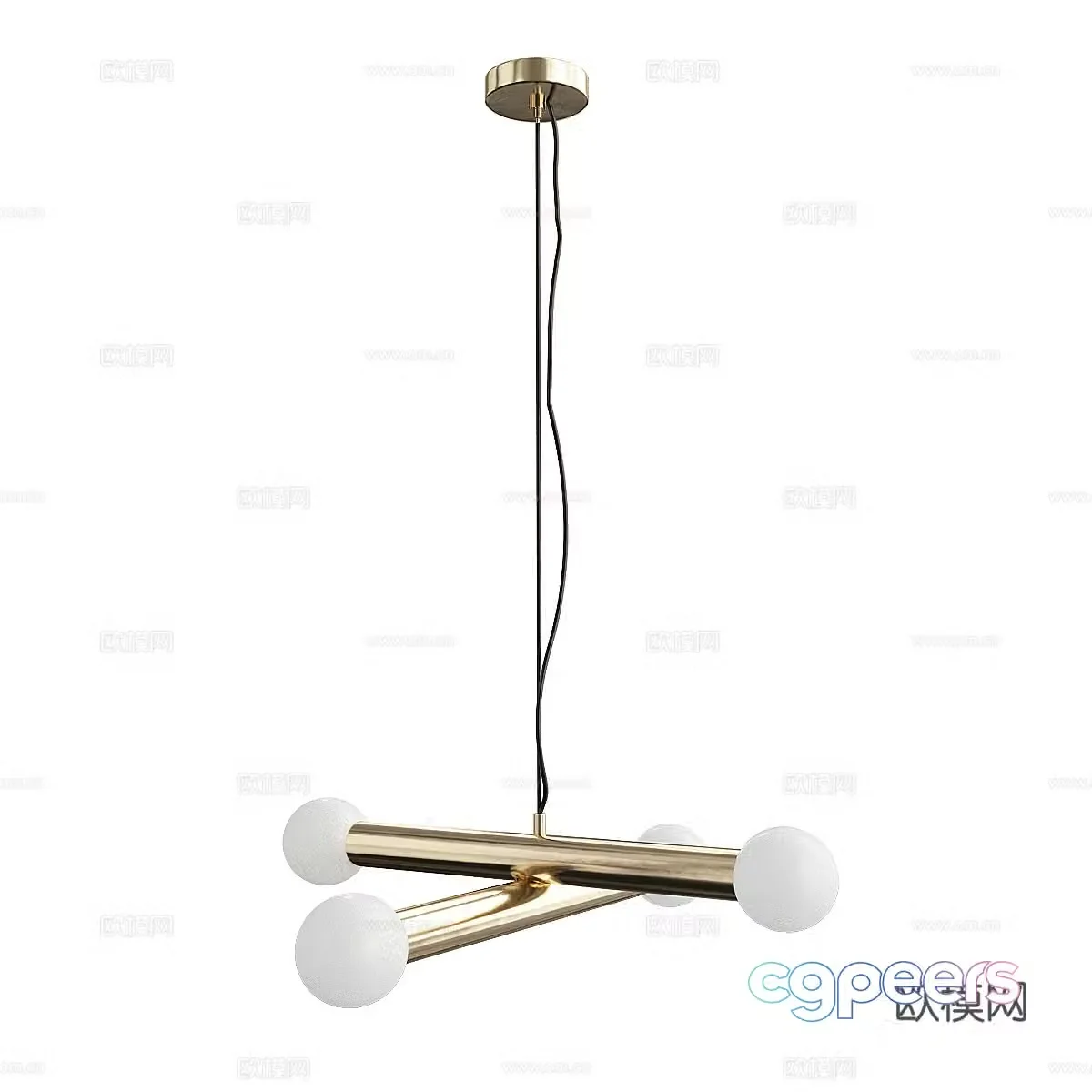 Modern light luxury metal decorative chandelier 3d model