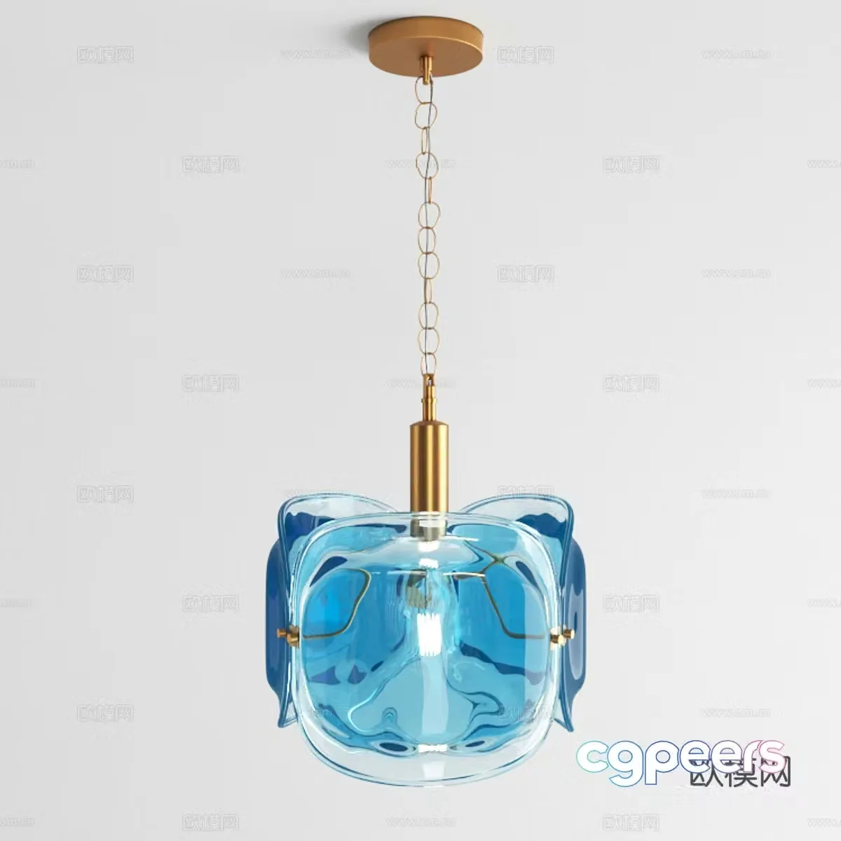 Modern light luxury colored glass chandeliers 3D model