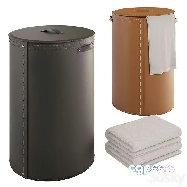 3ds Max Free – leather laundry basket Limac