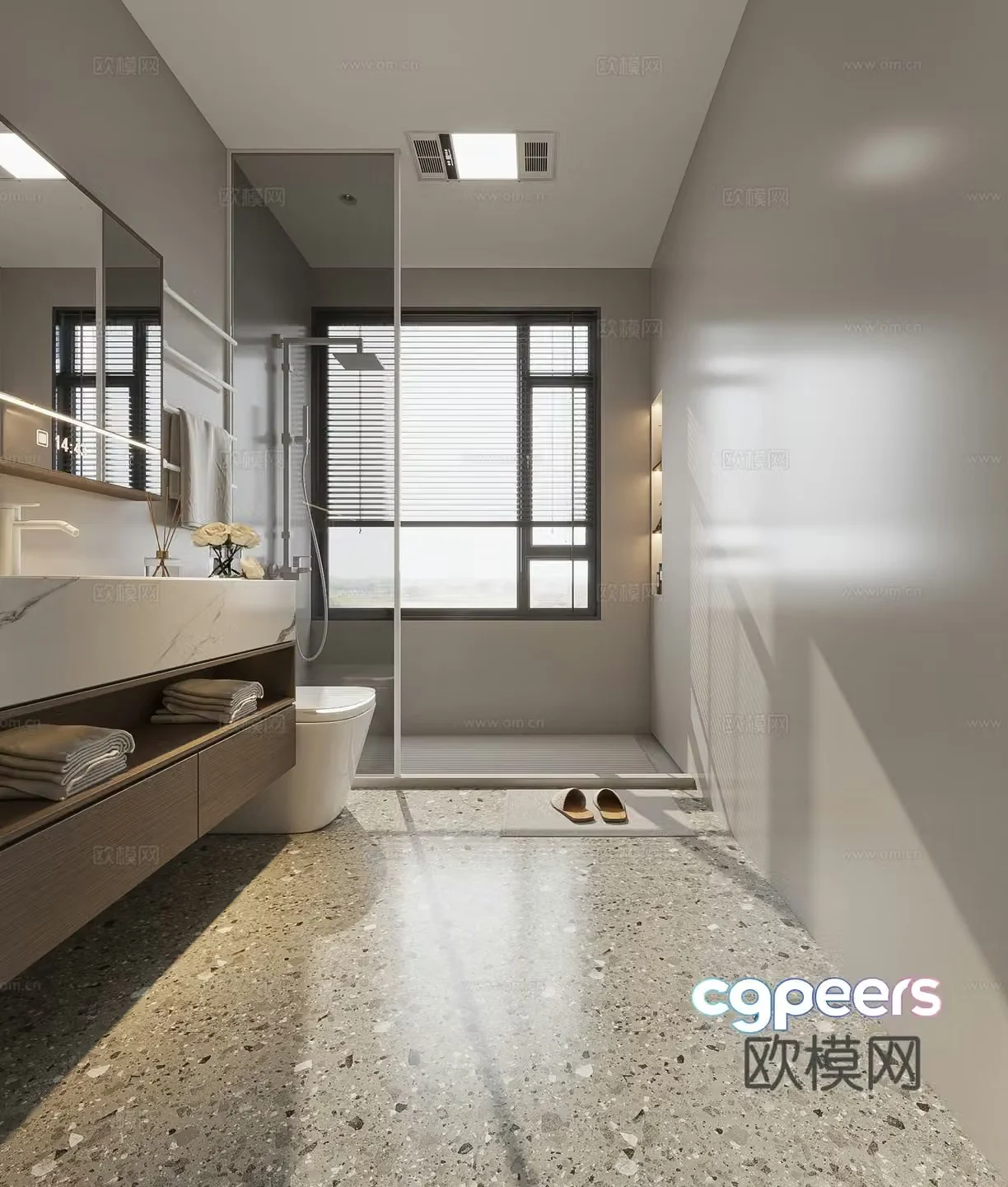 Modern bathroom bathroom cabinet washbasin mirror cabinet toilet shower room 3D model
