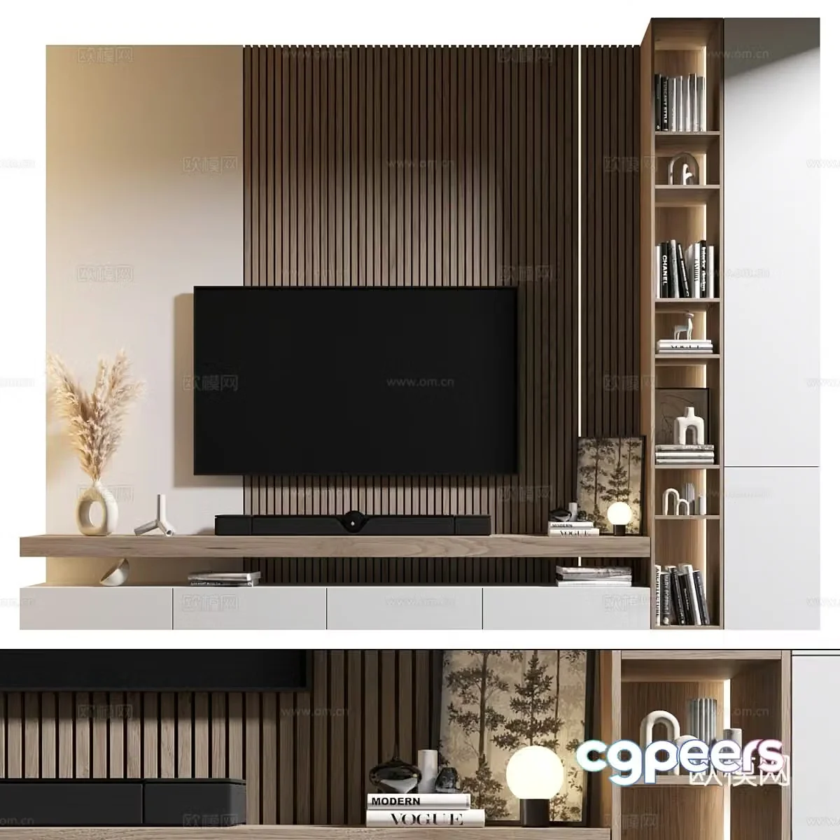 Modern TV background wall 3d model