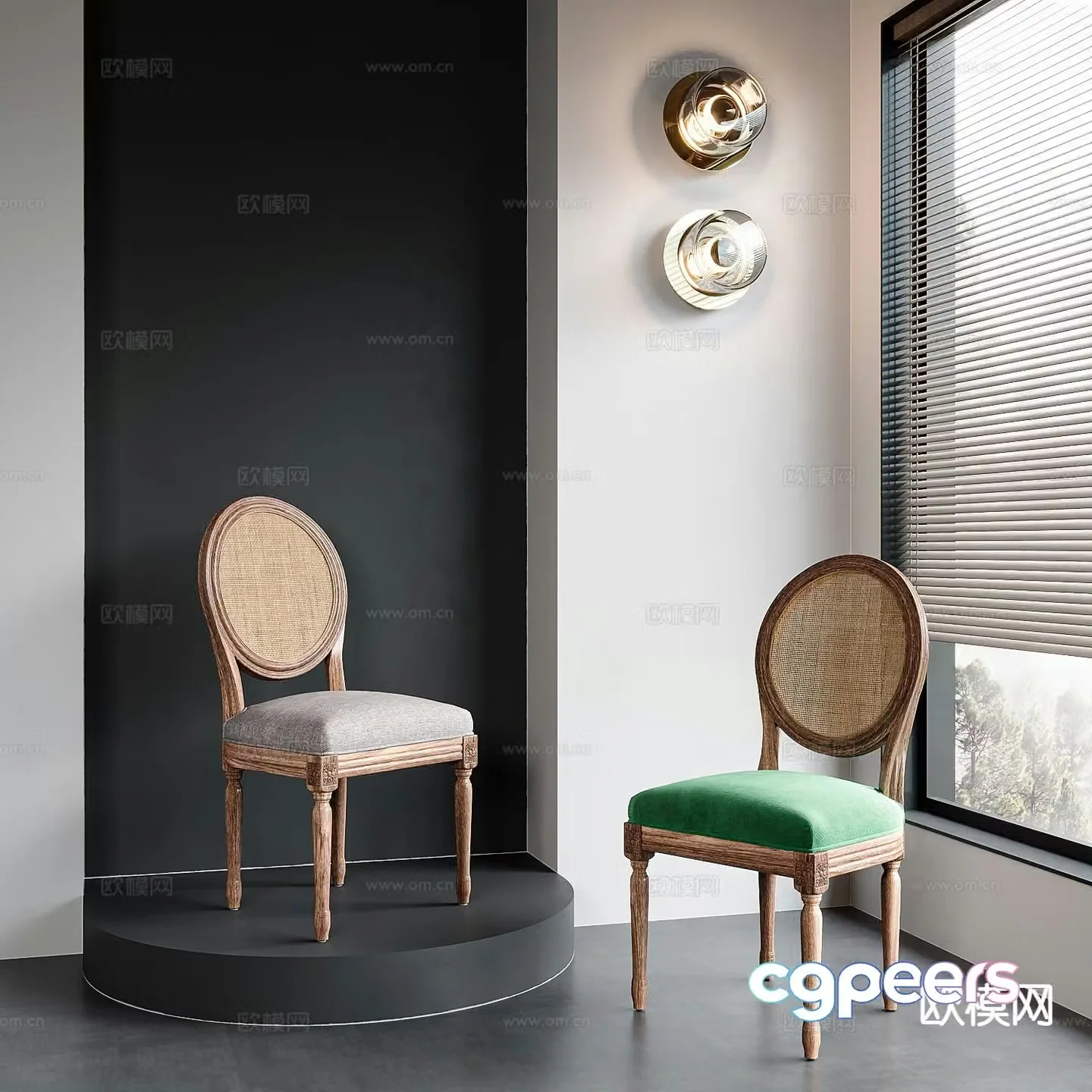 American chair dining chair 3d model