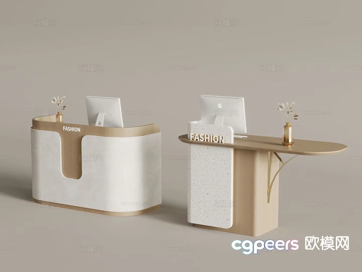 Modern service desk information desk front desk reception desk 3d model