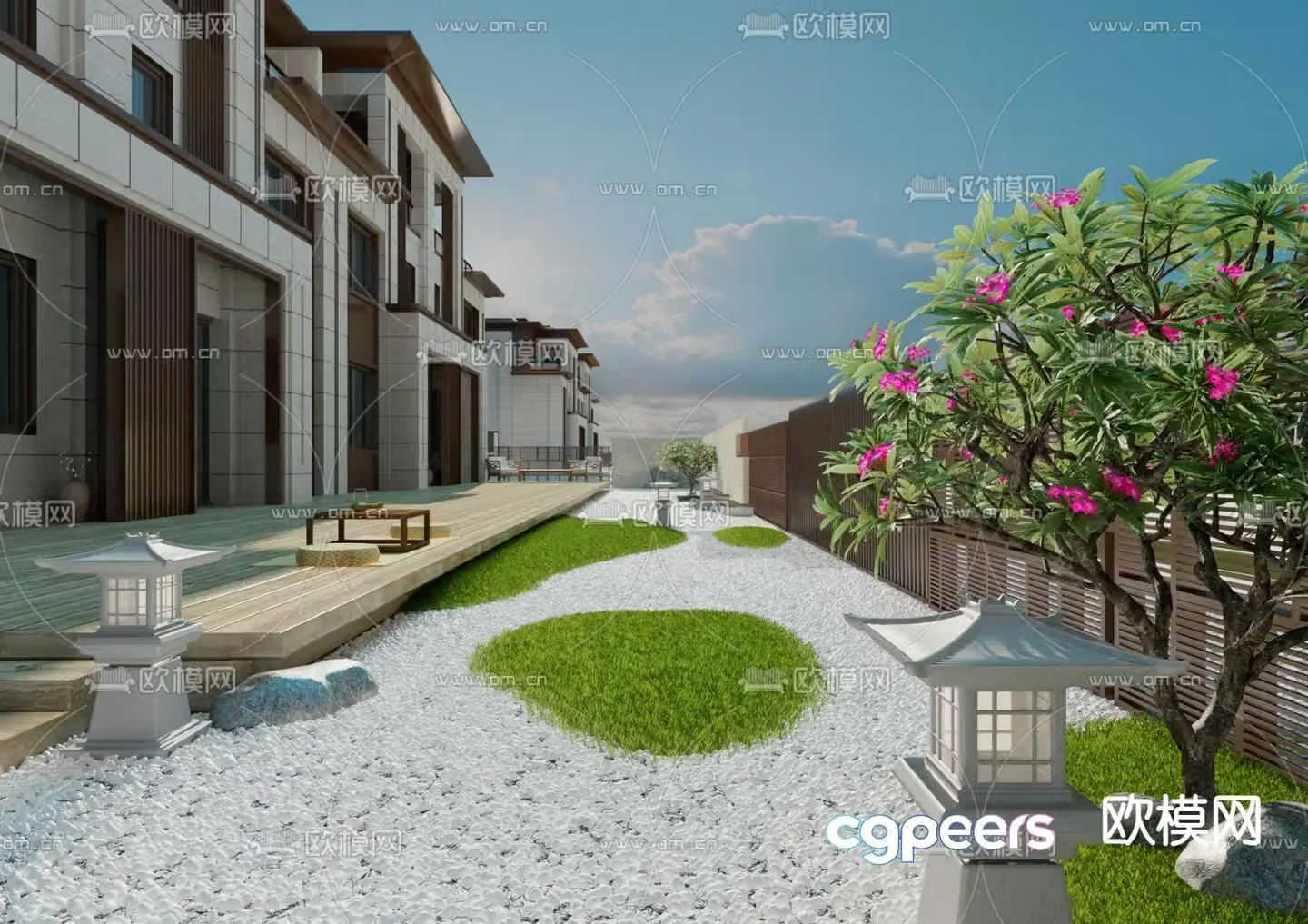 Villa courtyard garden 3d model