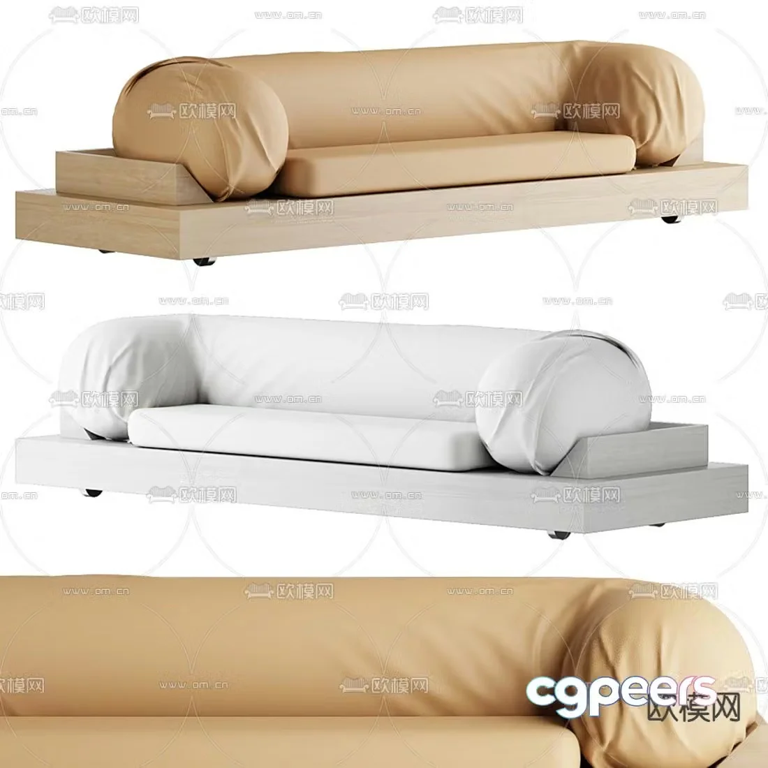 Meridiani modern orange leather love seat 3d model