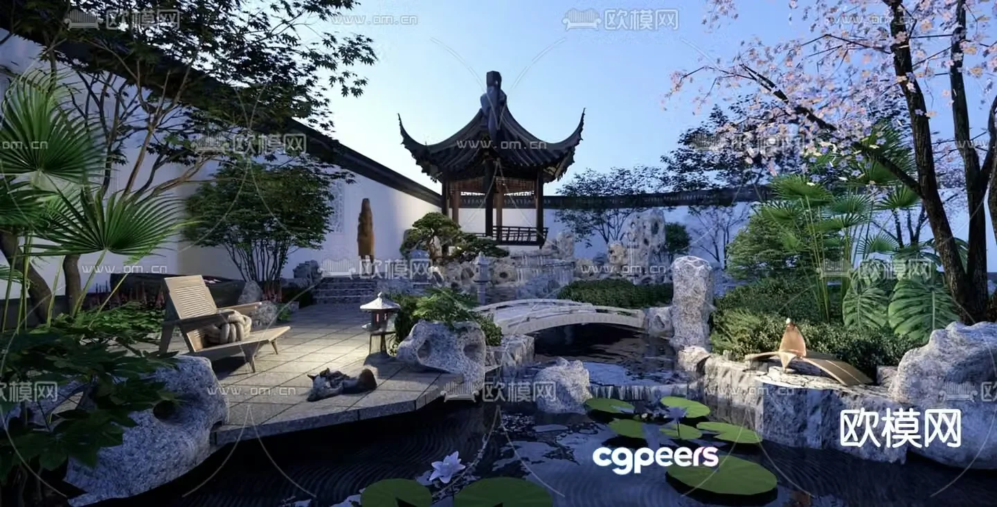 Chinese garden landscape courtyard garden 3d model