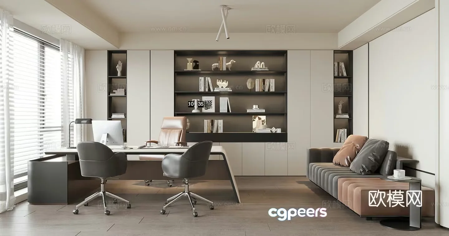 Modern Office Space 3D Model – 17943 – VRAY Render