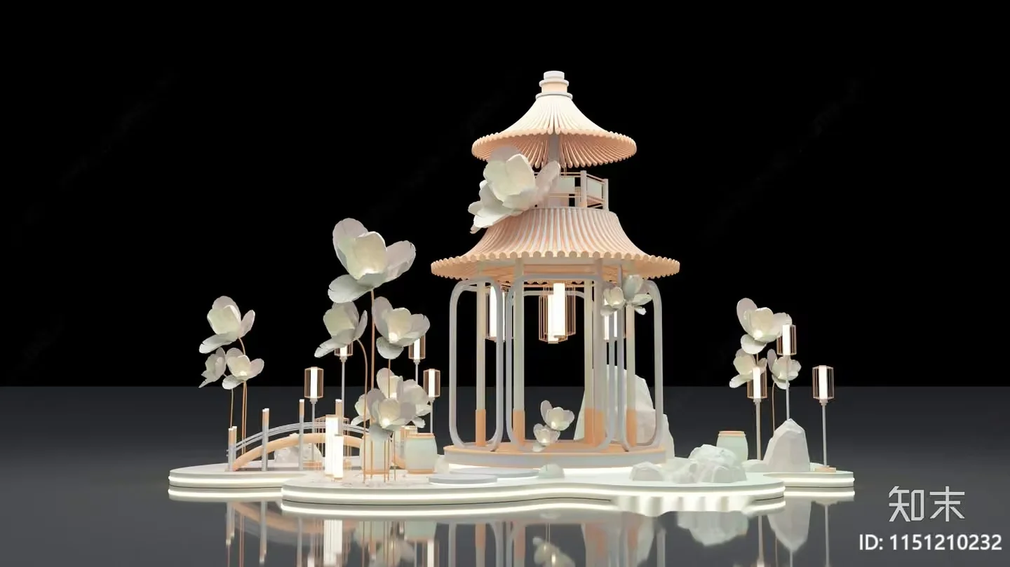 A Serene Asian-Inspired Gazebo 3D Model – 8604 – VRAY Render