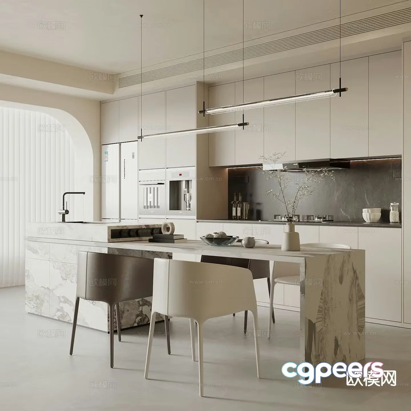 Modern island restaurant 3d model