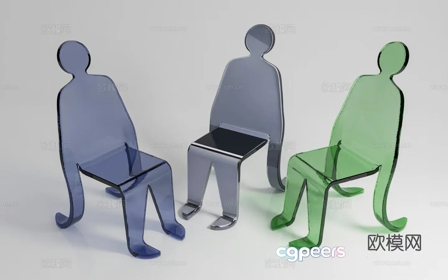 Creative chair plastic chair abstract personality humanoid chair furniture business ornament decorative 3d model