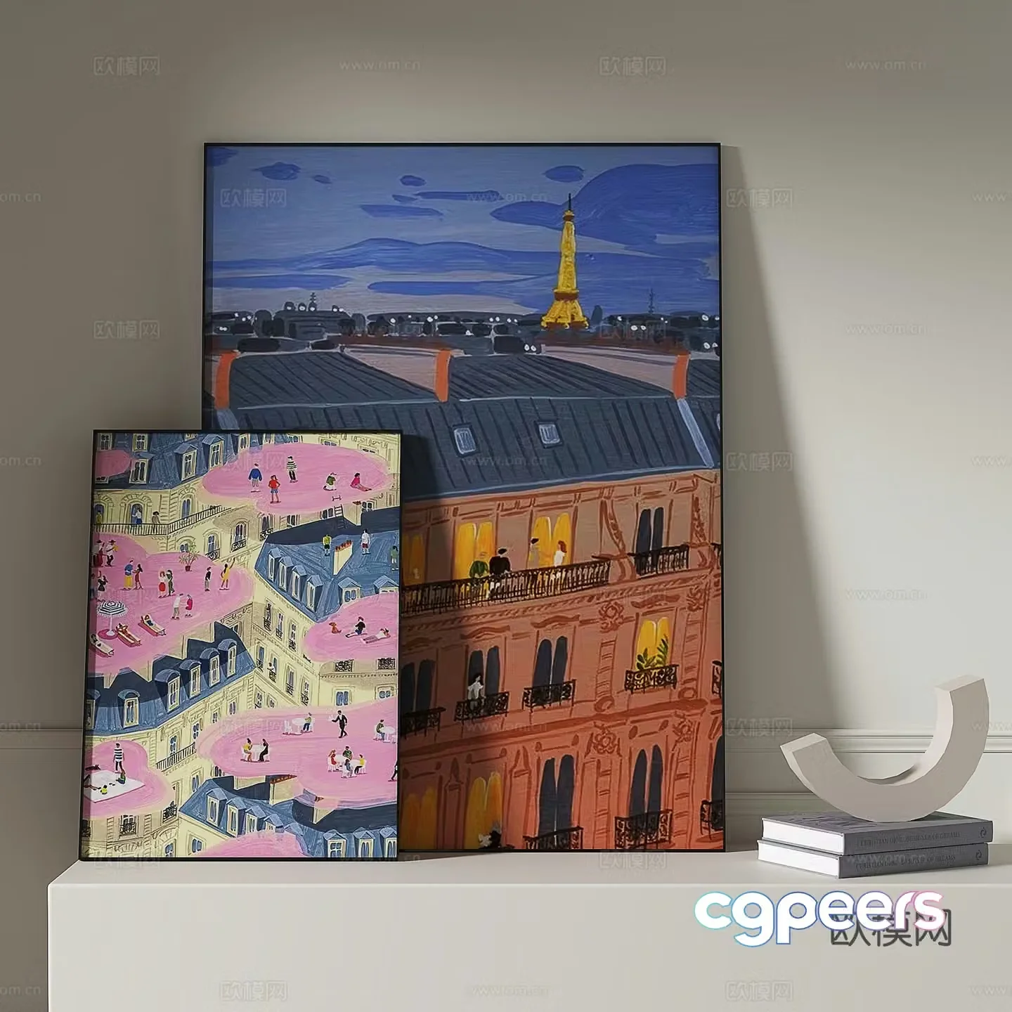 Modern cartoon painting decorative painting 3d model