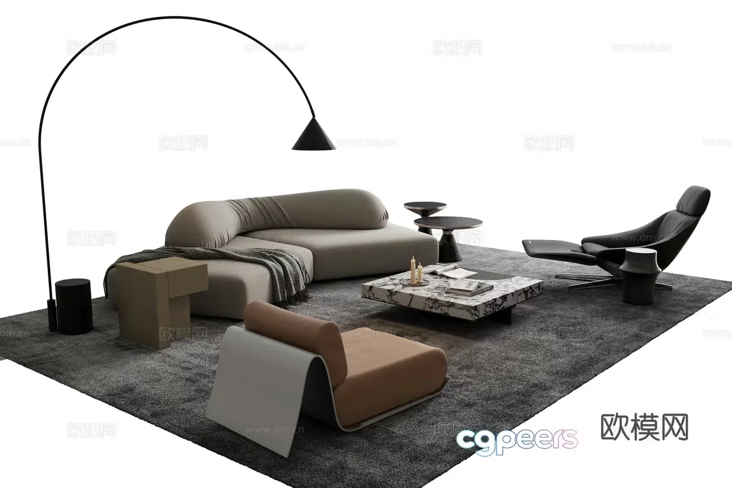 Modern Italian sofa coffee table 3d model