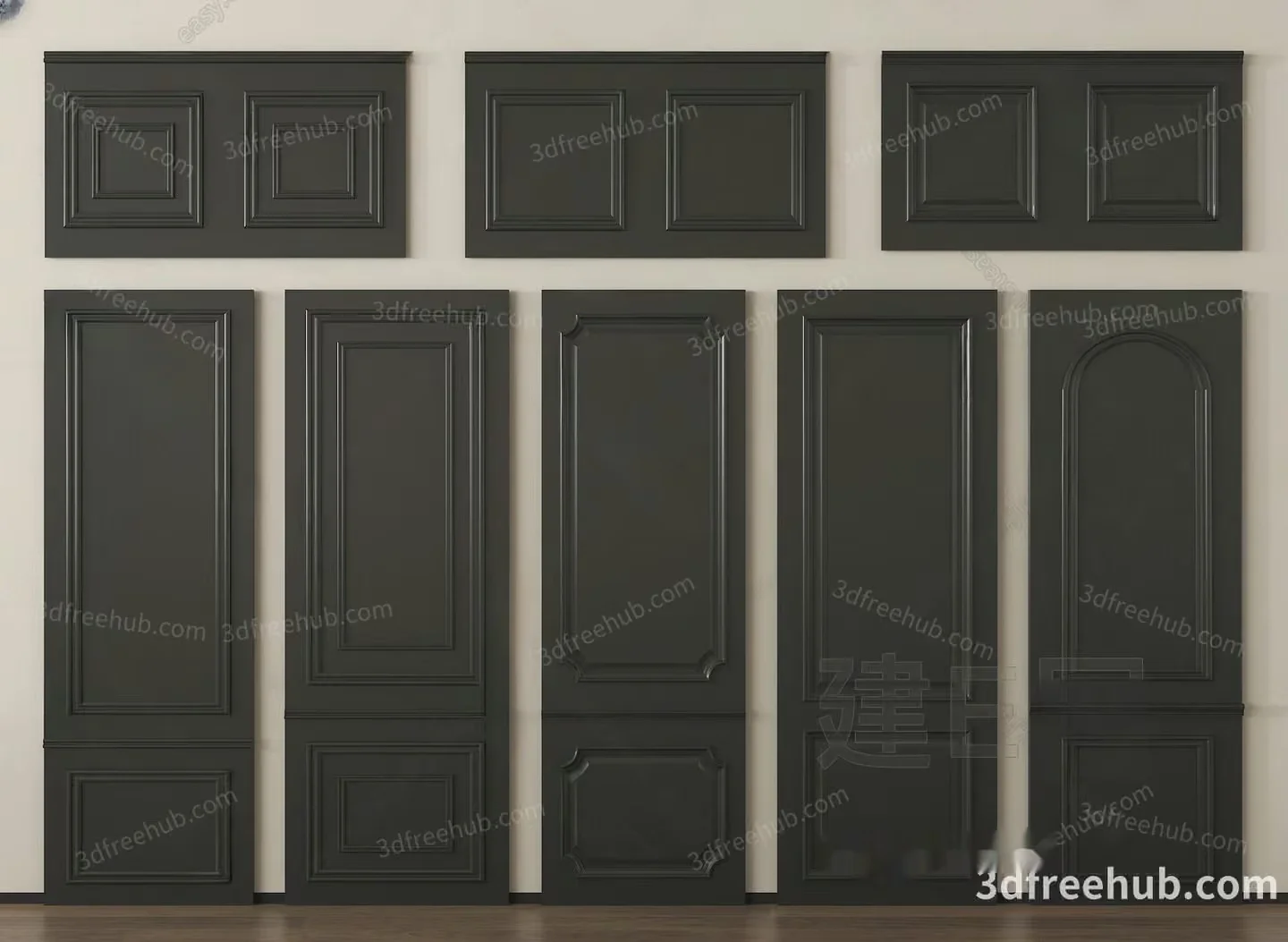 Black Cabinet Doors 3D Model – 23257 – VRAY Render