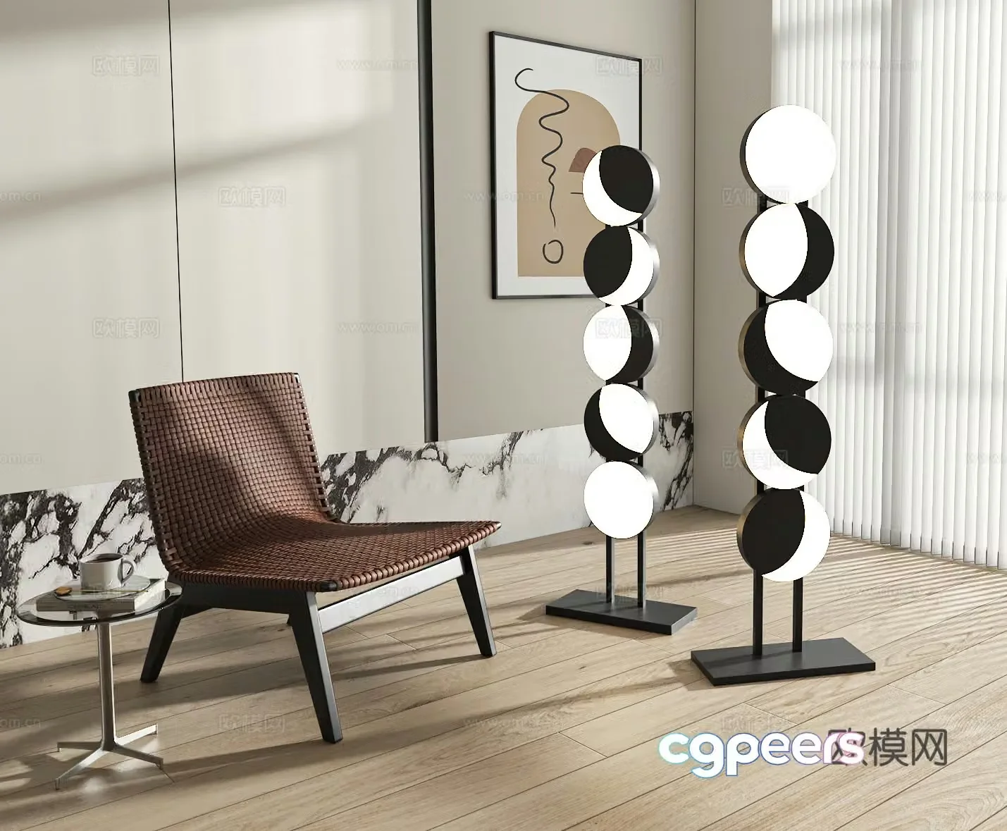 Moon phase floor lamp 3d model