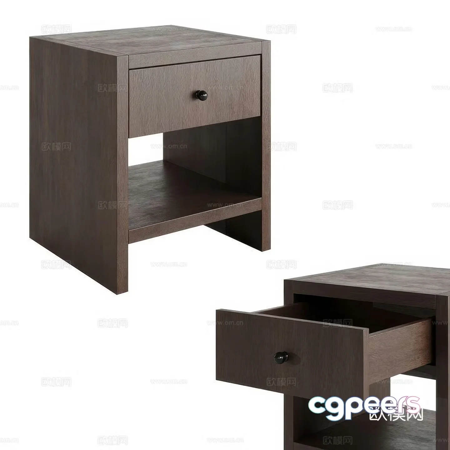 New Chinese style solid wood bedside table 3D model