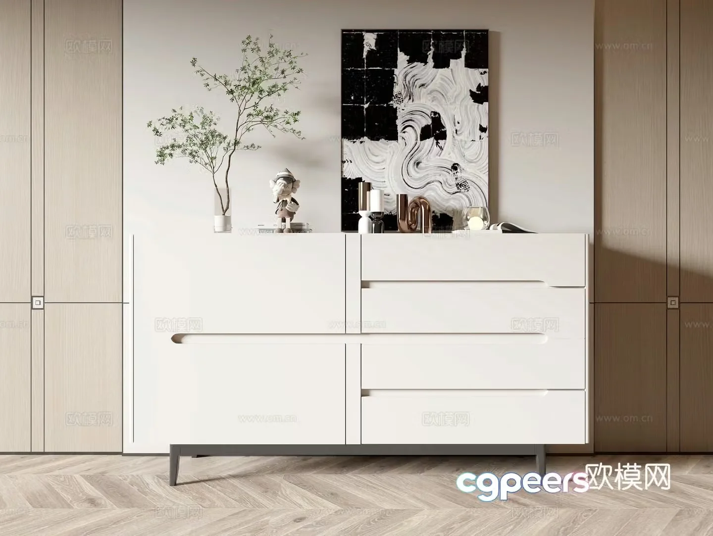 Modern entryway cabinet side cabinet 3d model